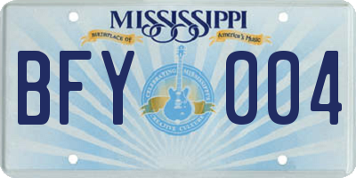 MS license plate BFY004