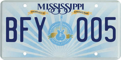 MS license plate BFY005