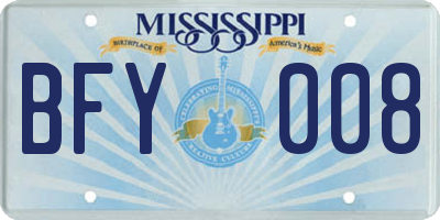 MS license plate BFY008