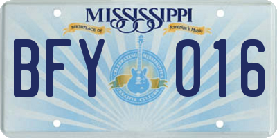 MS license plate BFY016