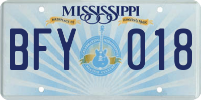 MS license plate BFY018