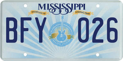MS license plate BFY026