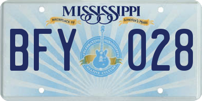 MS license plate BFY028