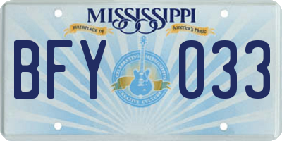 MS license plate BFY033