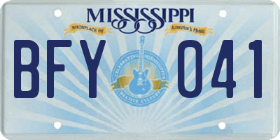 MS license plate BFY041