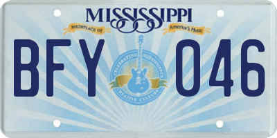 MS license plate BFY046