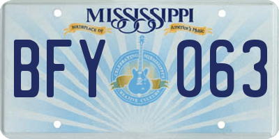 MS license plate BFY063