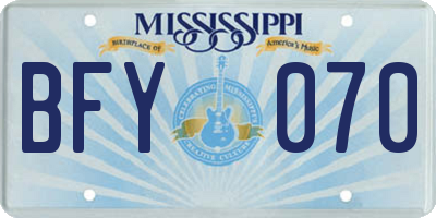 MS license plate BFY070