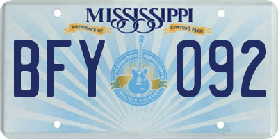 MS license plate BFY092