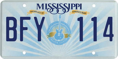 MS license plate BFY114