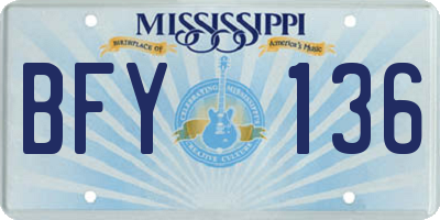 MS license plate BFY136