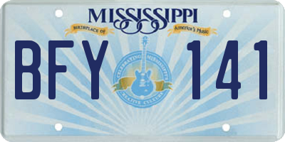 MS license plate BFY141