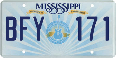 MS license plate BFY171