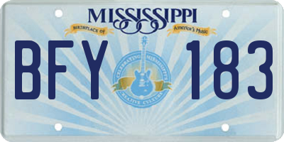 MS license plate BFY183