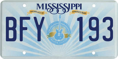 MS license plate BFY193