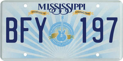 MS license plate BFY197