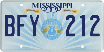 MS license plate BFY212