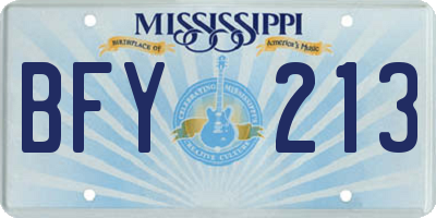 MS license plate BFY213