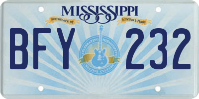 MS license plate BFY232