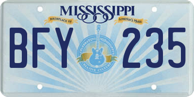 MS license plate BFY235