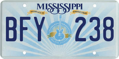 MS license plate BFY238