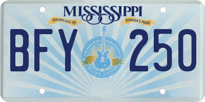 MS license plate BFY250