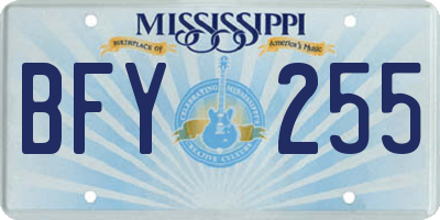 MS license plate BFY255