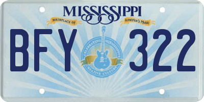 MS license plate BFY322