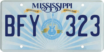 MS license plate BFY323