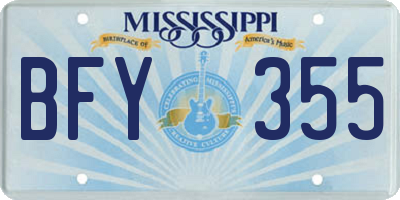 MS license plate BFY355