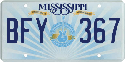 MS license plate BFY367