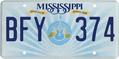 MS license plate BFY374