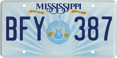 MS license plate BFY387