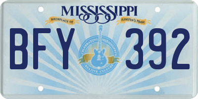 MS license plate BFY392