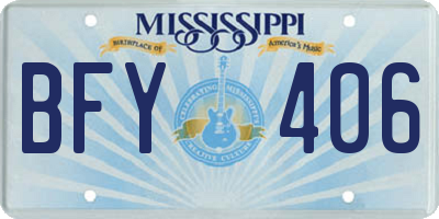 MS license plate BFY406