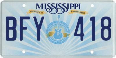 MS license plate BFY418