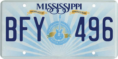 MS license plate BFY496