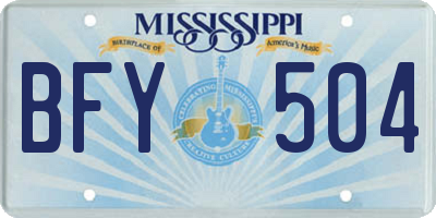 MS license plate BFY504