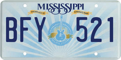 MS license plate BFY521