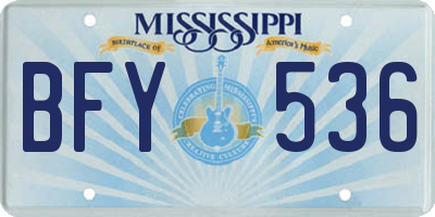 MS license plate BFY536