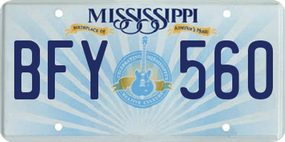 MS license plate BFY560