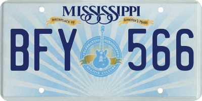 MS license plate BFY566
