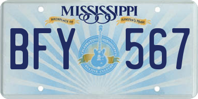 MS license plate BFY567