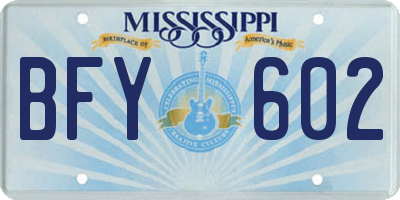 MS license plate BFY602