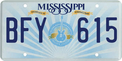 MS license plate BFY615