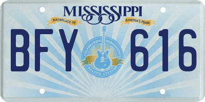 MS license plate BFY616