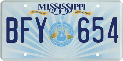 MS license plate BFY654