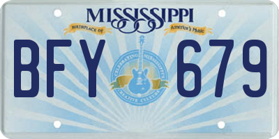 MS license plate BFY679