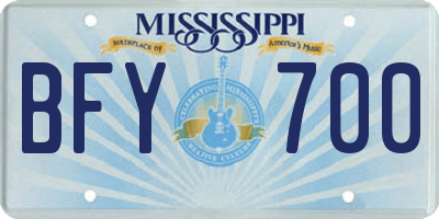 MS license plate BFY700