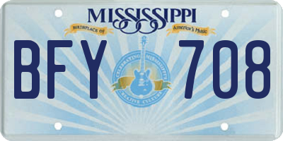 MS license plate BFY708